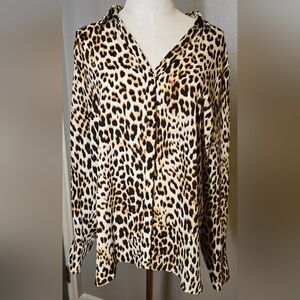 Worthington Leopard Print Button Down Shirt